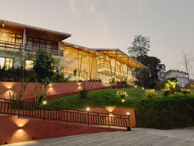 Kaya Gantavya Resort & Spa, resort lawn evening, Pelling, Sikkim
